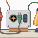 illustration centrale brancher une lampe sur un interrupteur avec outils