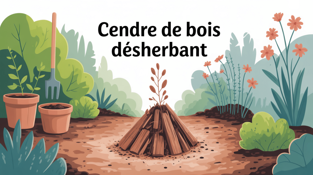 cendre de bois désherbant utilisée sur allée minérale et mauvaises herbes