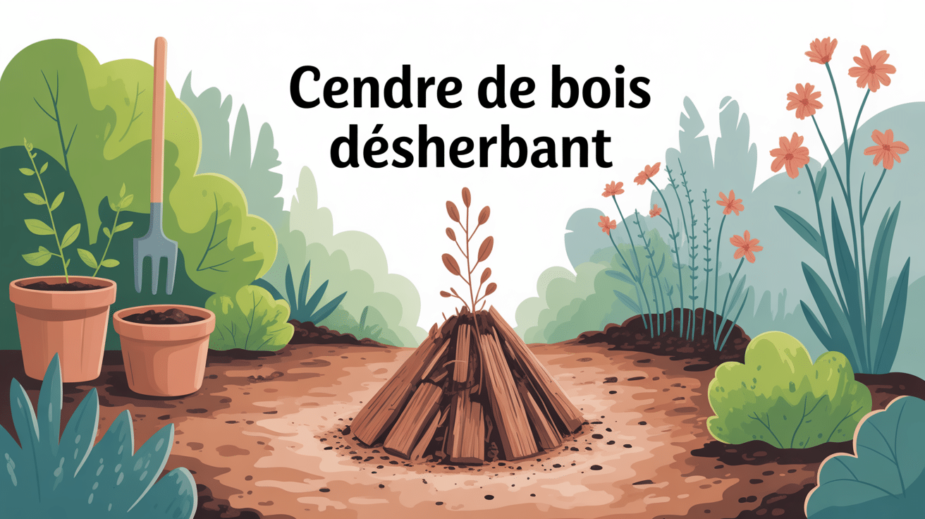 cendre de bois désherbant utilisée sur allée minérale et mauvaises herbes