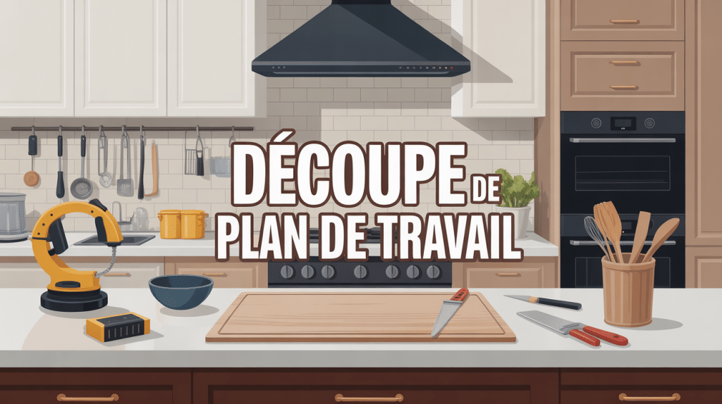 illustration decoupe plan de travail outils cuisine