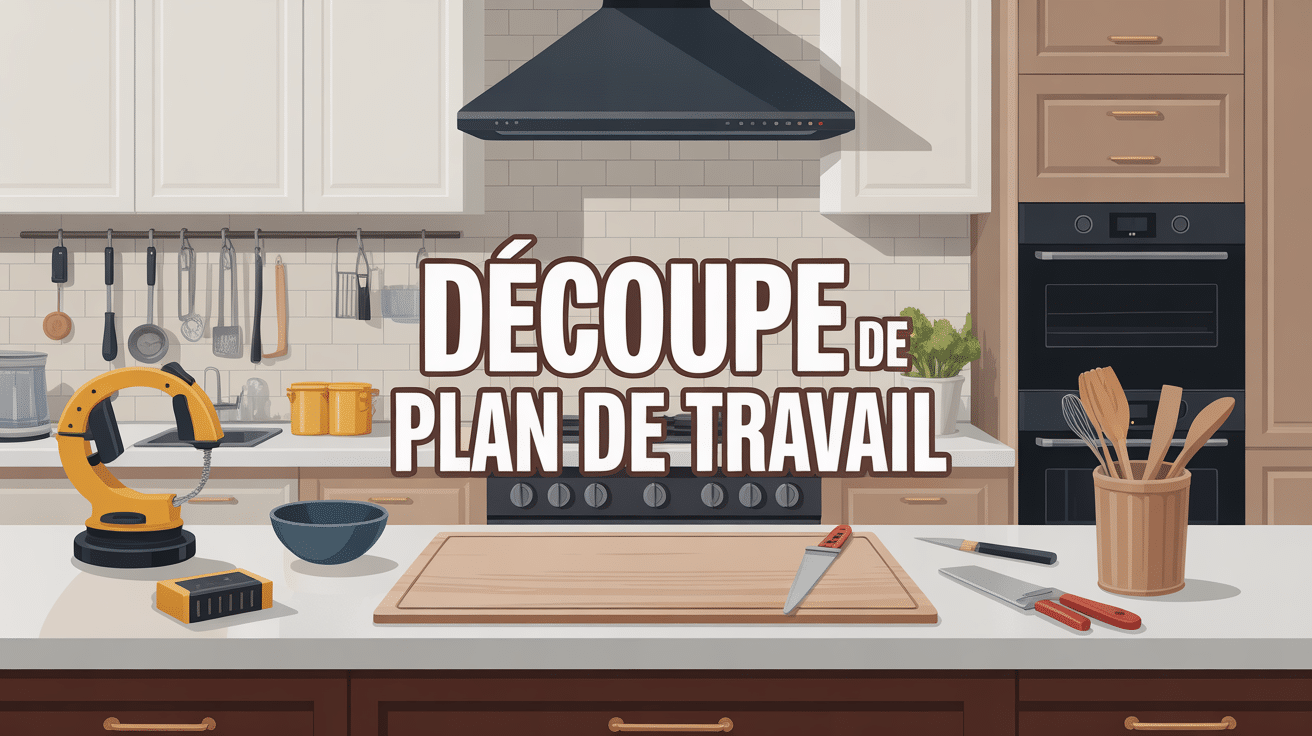 illustration decoupe plan de travail outils cuisine