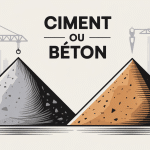 Différence entre ciment et béton en illustration vectorielle stylisée