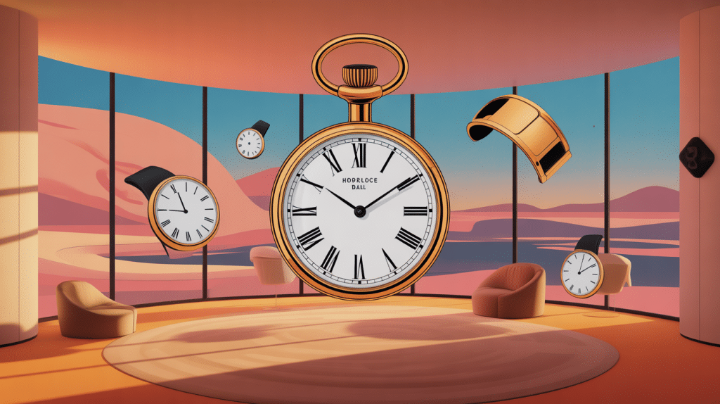 illustration surréaliste horloge dali intérieur moderne