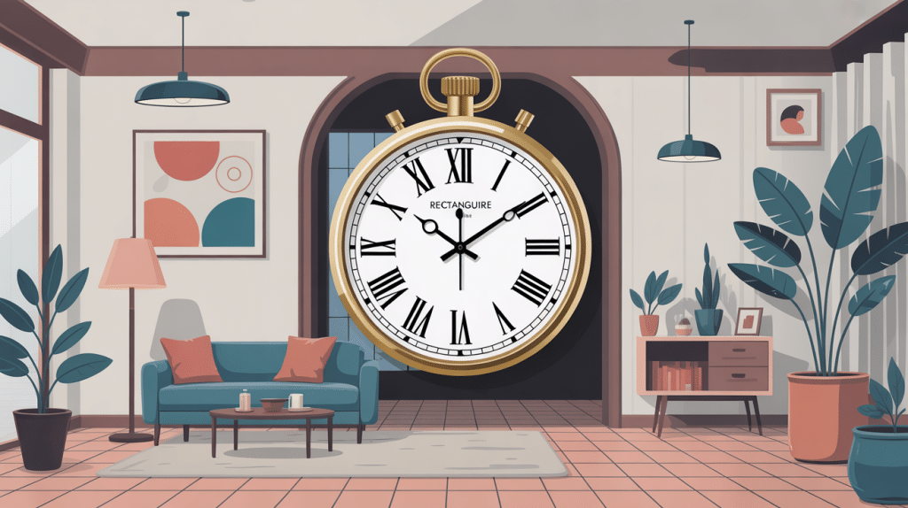 illustration horloge rectangulaire salon contemporain