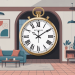 illustration horloge rectangulaire salon contemporain