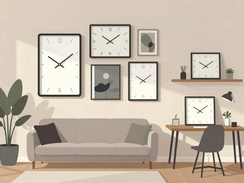 horloge rectangulaire placée mur salon bureau