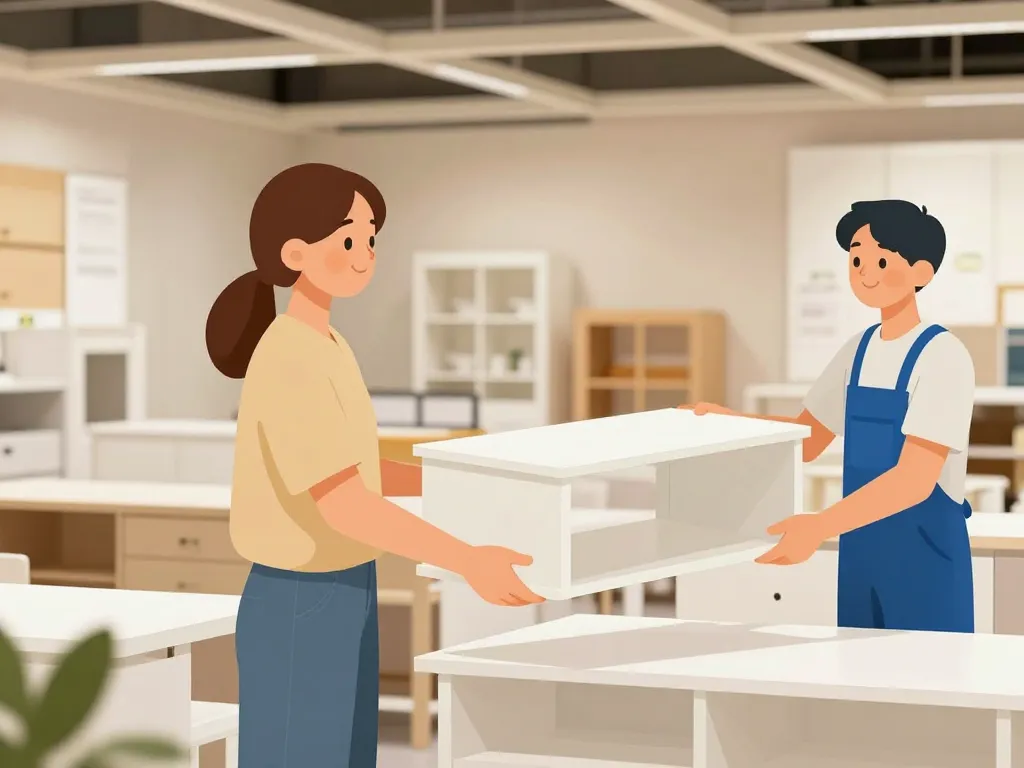 Client présente meuble Ikea pour reprise
