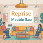 Illustration reprise meuble Ikea dans salon moderne