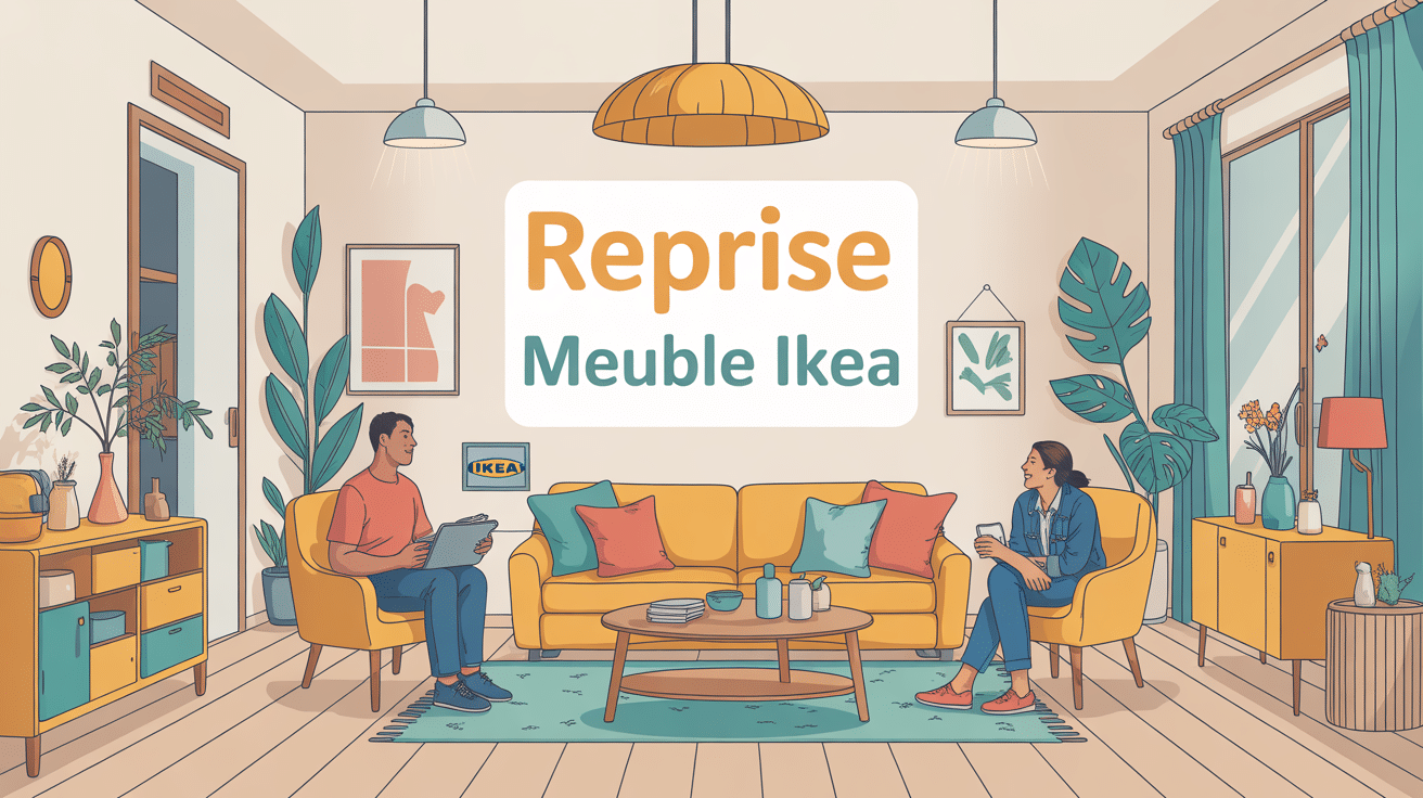 Illustration reprise meuble Ikea dans salon moderne