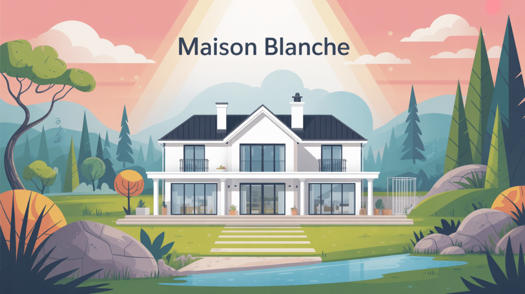 illustration maison blanche moderne élégante