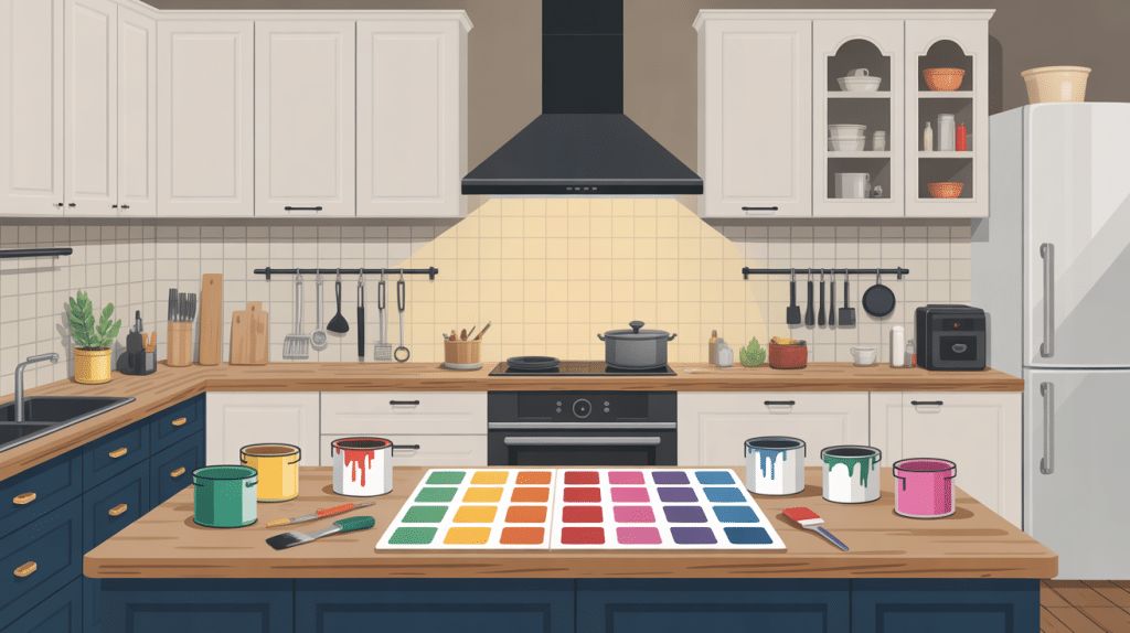 Peindre carrelage cuisine plan de travail illustration moderne