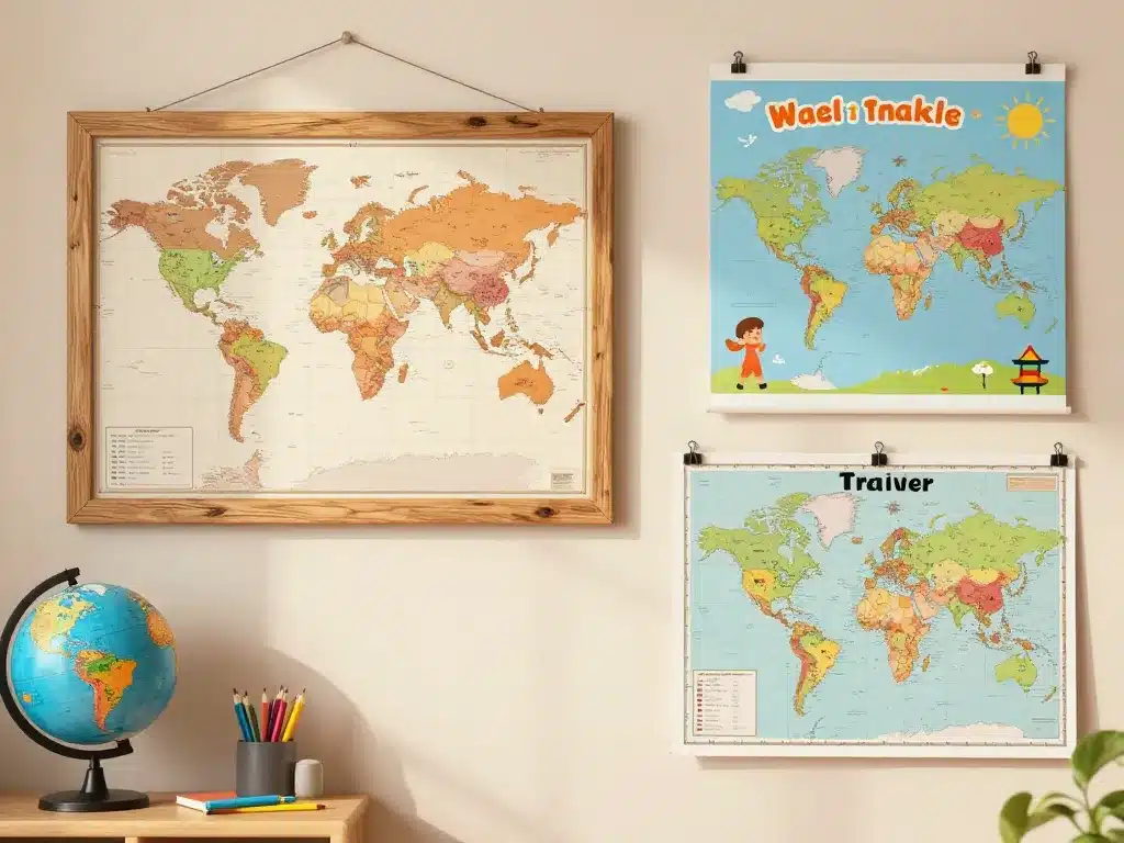 Comparatif planisphere mural educatif voyageur