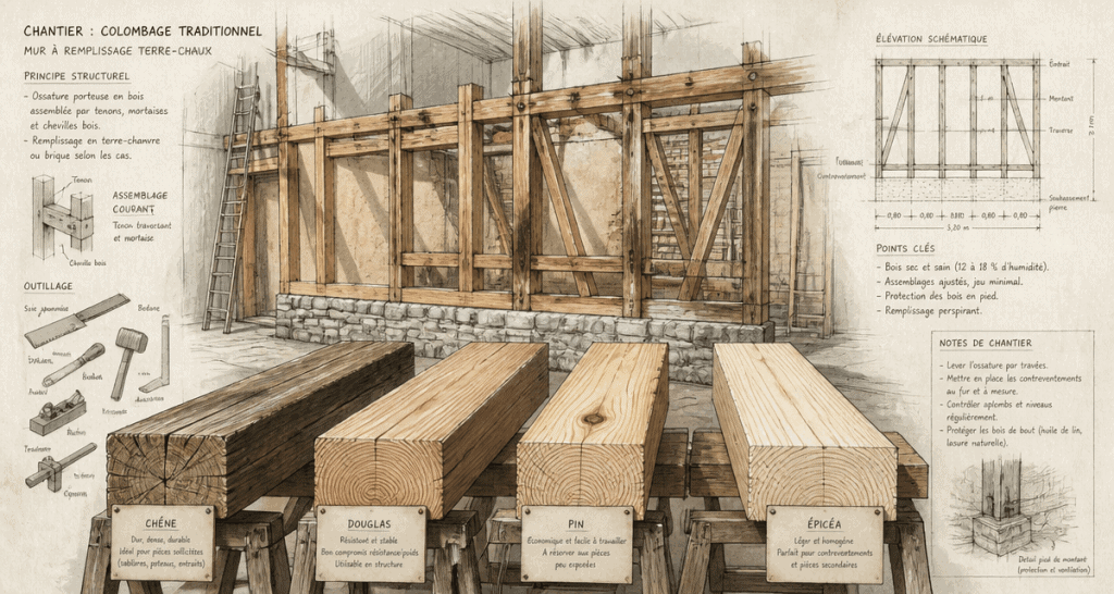 achat bois pour colombage sections essences chantier