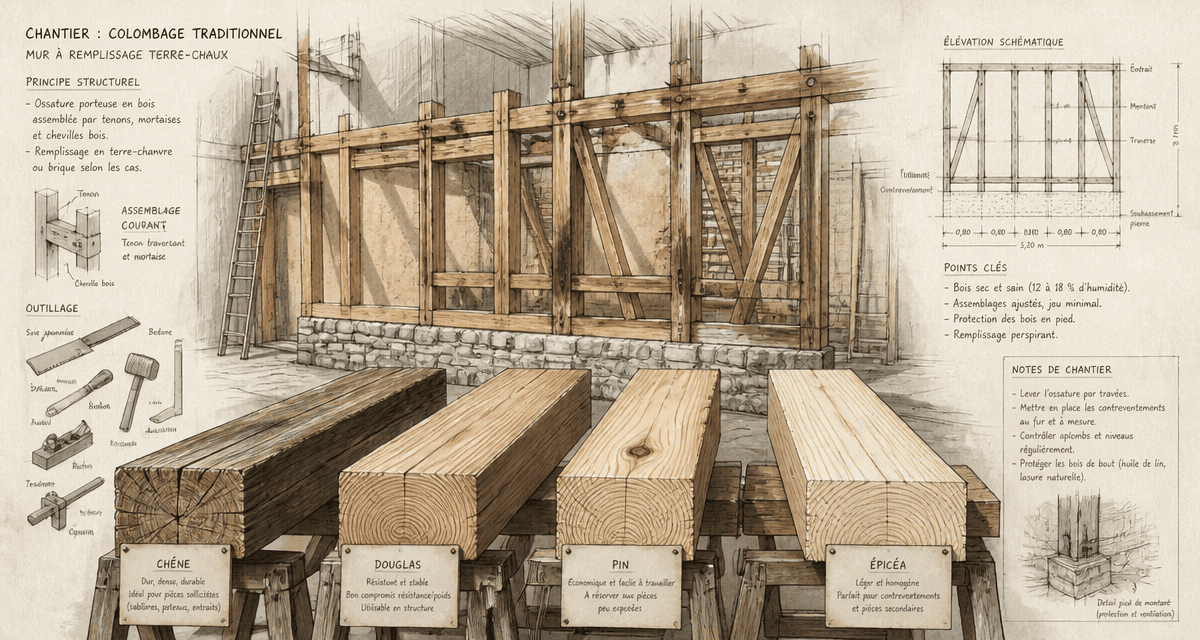 achat bois pour colombage sections essences chantier