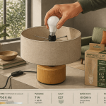 ampoule economique LED installée dans salon moderne