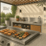 Barbecue cuisine extérieure inox béton plancha gambas