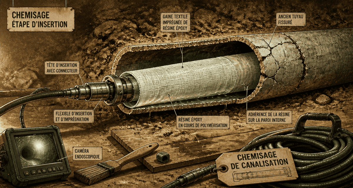 chemisage canalisations coupe insertion gaine