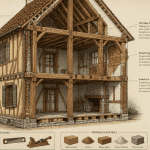 colombage maison coupe technique ossature brique