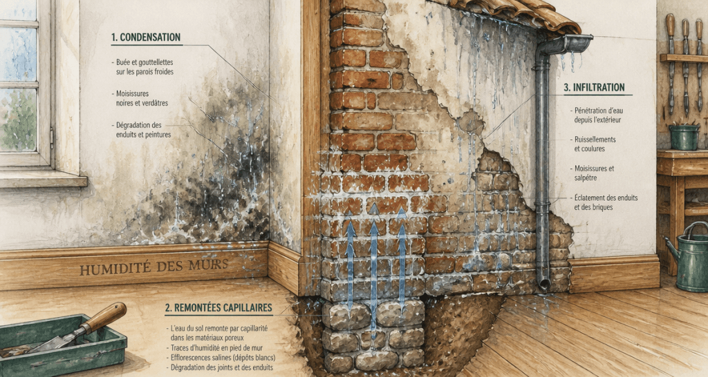 comment enlever l'humidité sur un mur coupe détaillée