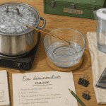comment faire de l'eau déminéralisée pour fer à repasser, méthode maison, illustration technique