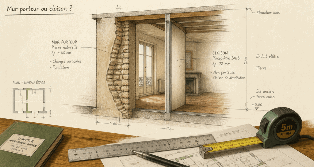 comment reconnaitre un mur porteur coupe technique