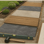 dalle allee de jardin pose outils materiaux