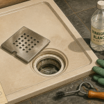 deboucher la douche avec vinaigre, bicarbonate et outils