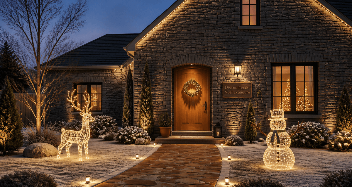 decoration noel exterieur jardin guirlande lumineuse