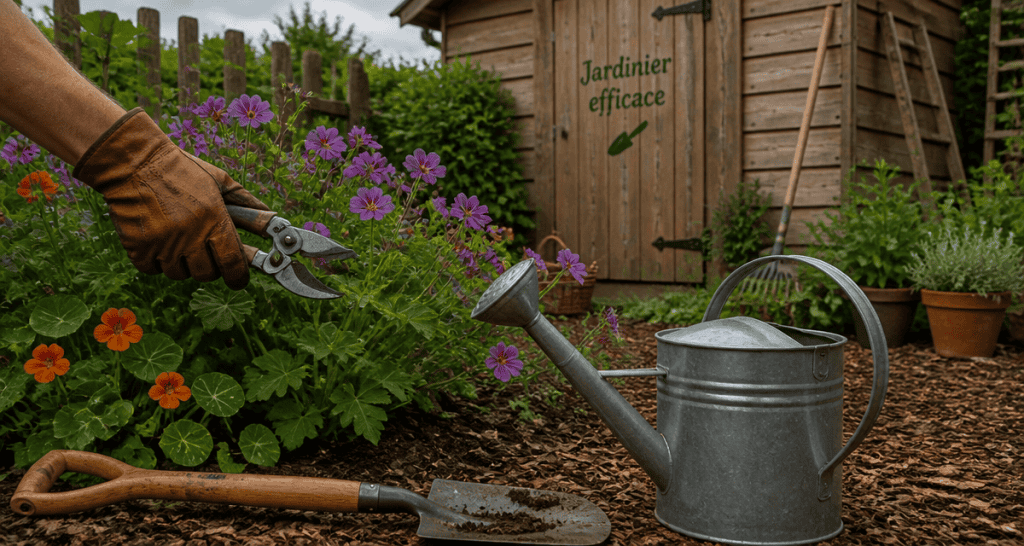 jardinier facile main sécateur géraniums capucines