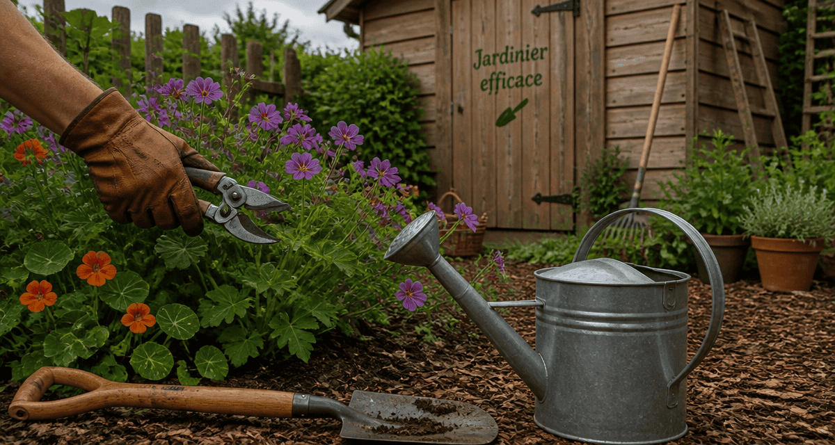 jardinier facile main sécateur géraniums capucines