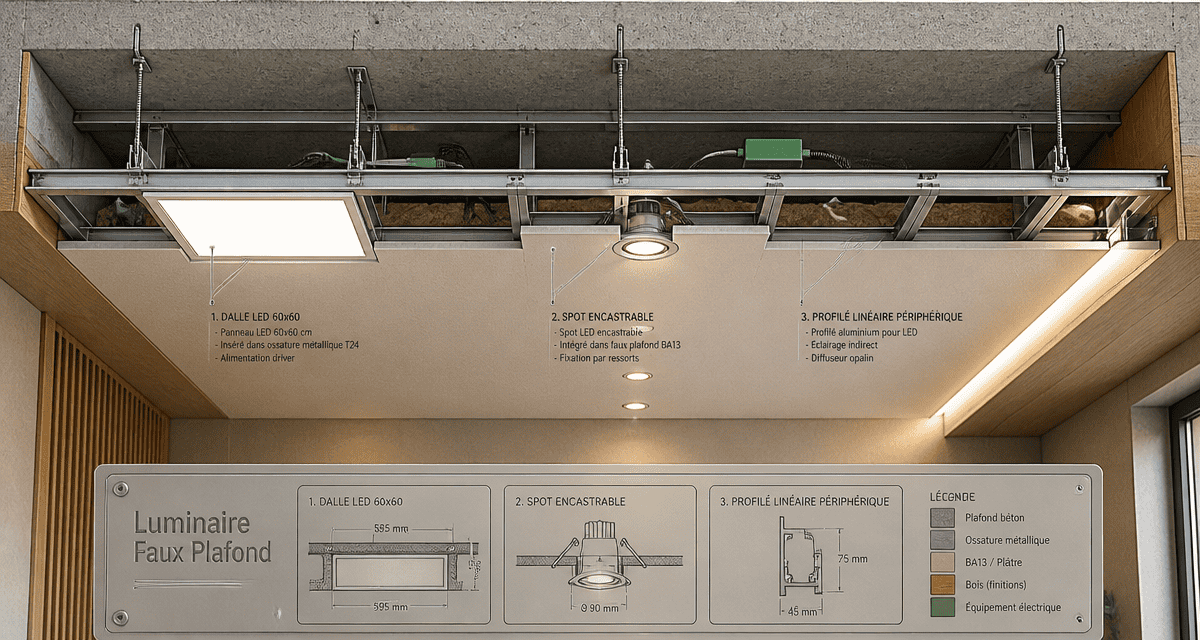 luminaire faux plafond intégré plafond moderne