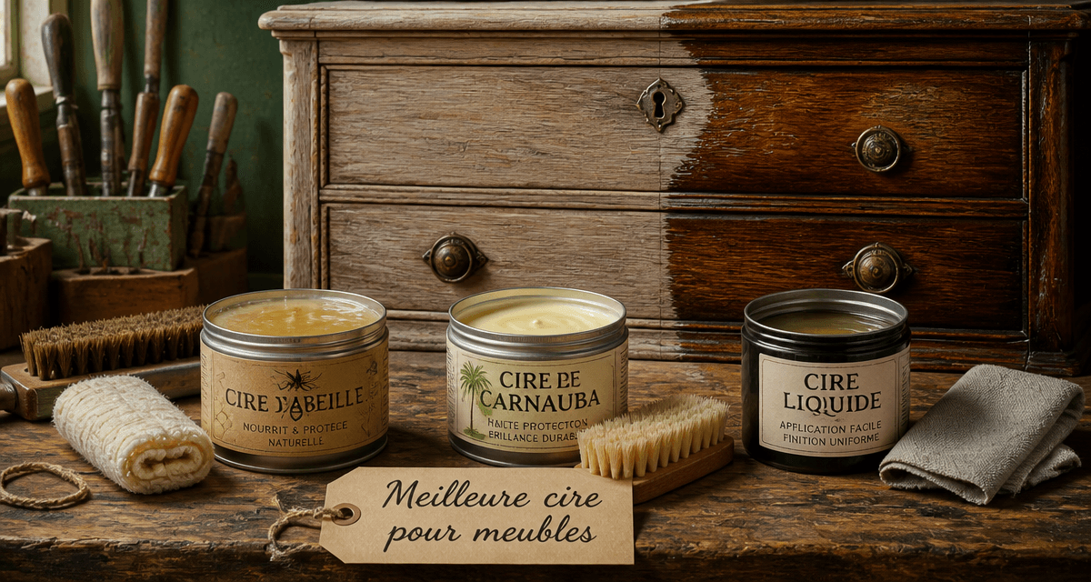 meilleure cire pour meubles sur établi, pots cire abeille et carnauba