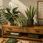 plantes d'interieur depolluante sur meuble en salon