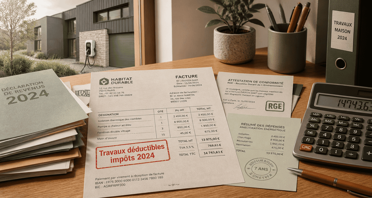 travaux déductibles impôts résidence principale 2024 facture calculatrice