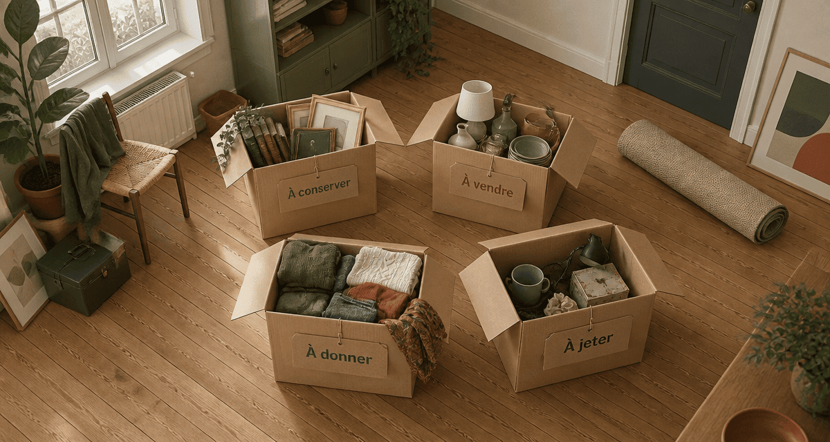 Vider maison quatre cartons tri débarras