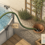 vider une piscine avec un tuyau siphon illustration