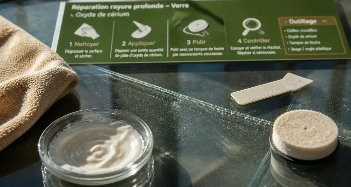Enlever rayure profonde verre : méthodes sans risque sur vitre fissurée