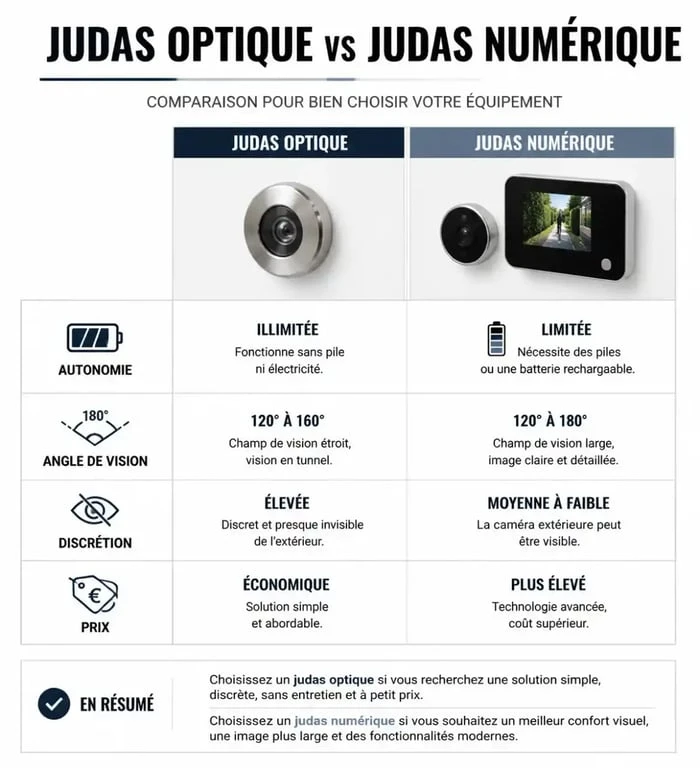 Comparatif entre judas optique et judas numérique pour porte d'entrée