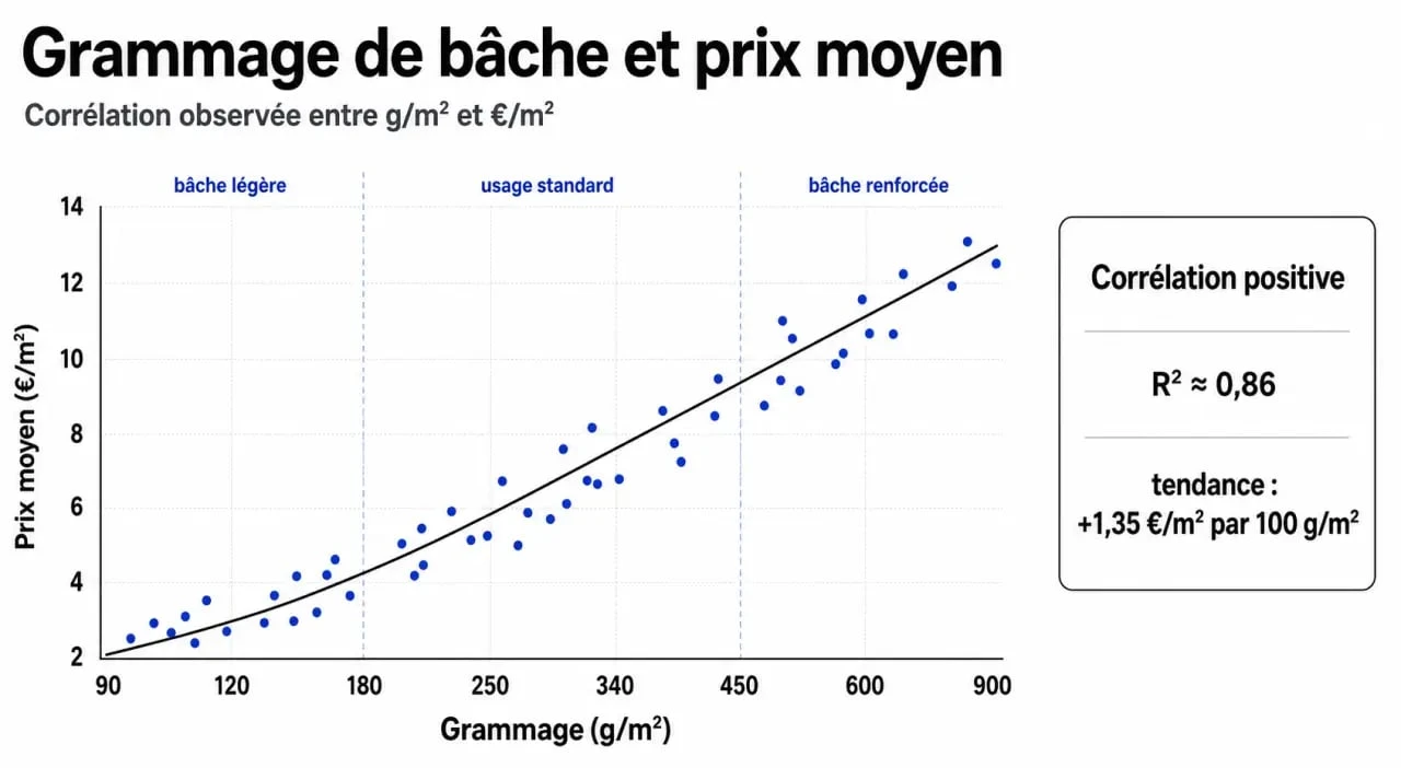 Comparatif des prix des bâches selon le grammage et le matériau pour choisir la bâche adaptée à son besoin