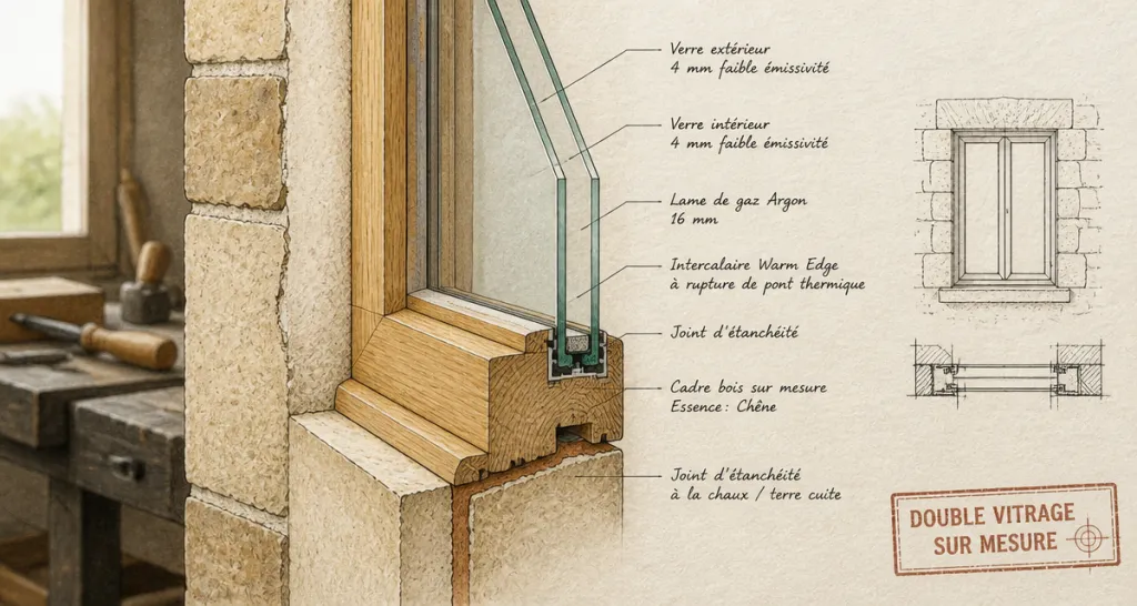 fenetre double vitrage sur mesure illustration technique