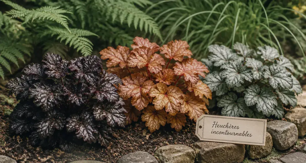 Les plus belles heuchères en jardin mi-ombre, touffes d’heuchères feuillues
