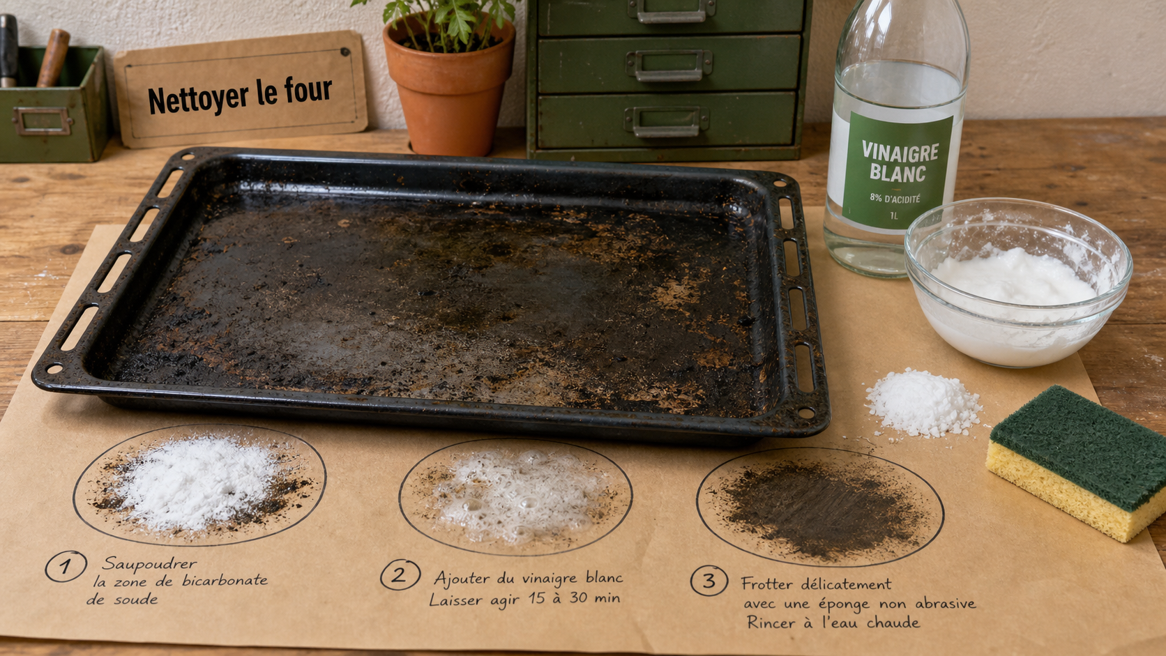 Nettoyer plaque four : bicarbonate, vinaigre et sel pour décoller sans frotter