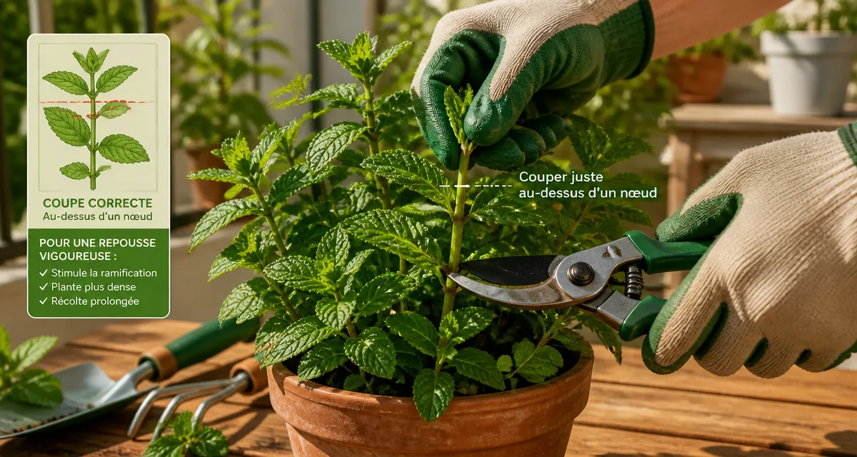 quand tailler la menthe, taille précise en pot