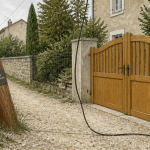 réparation ligne téléphonique extérieure câble au sol devant maison