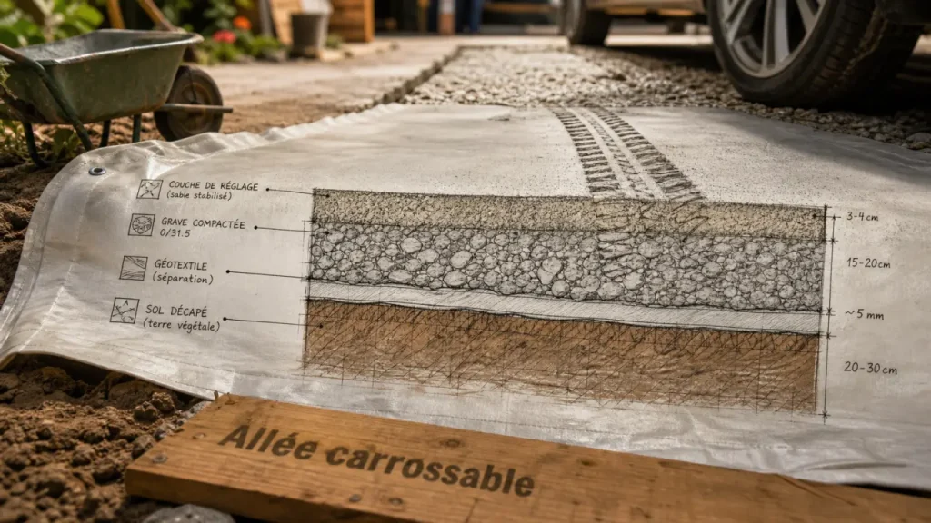 Allée carrossable pas cher : gravier, pavés ou béton