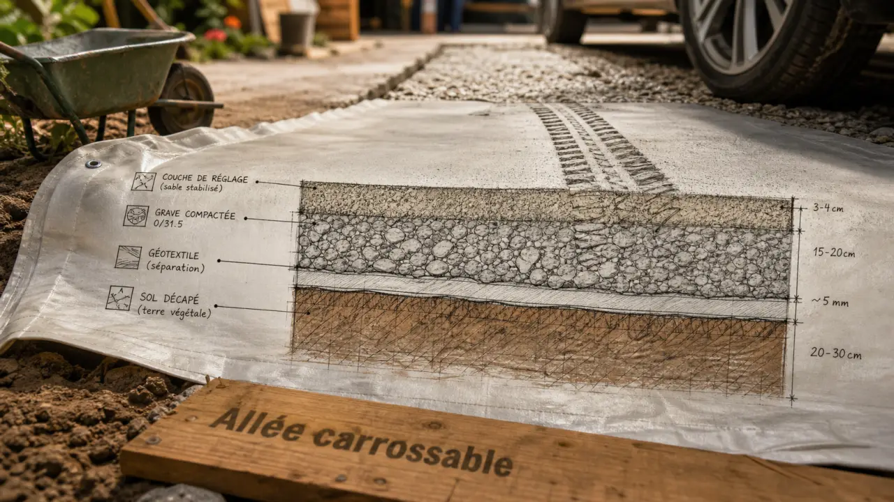 Allée carrossable pas cher : gravier, pavés ou béton