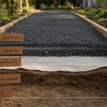 Allée en gravier : décaissement, géotextile et dalles stabilisatrices