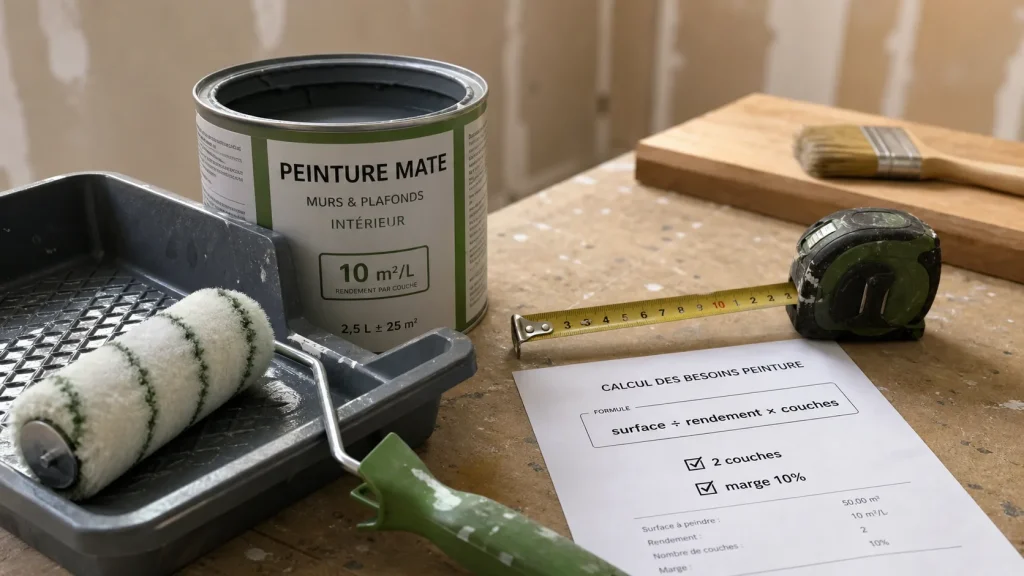 Combien de litre de peinture pour 100m2 : calcul rendement, couches et marge de peinture