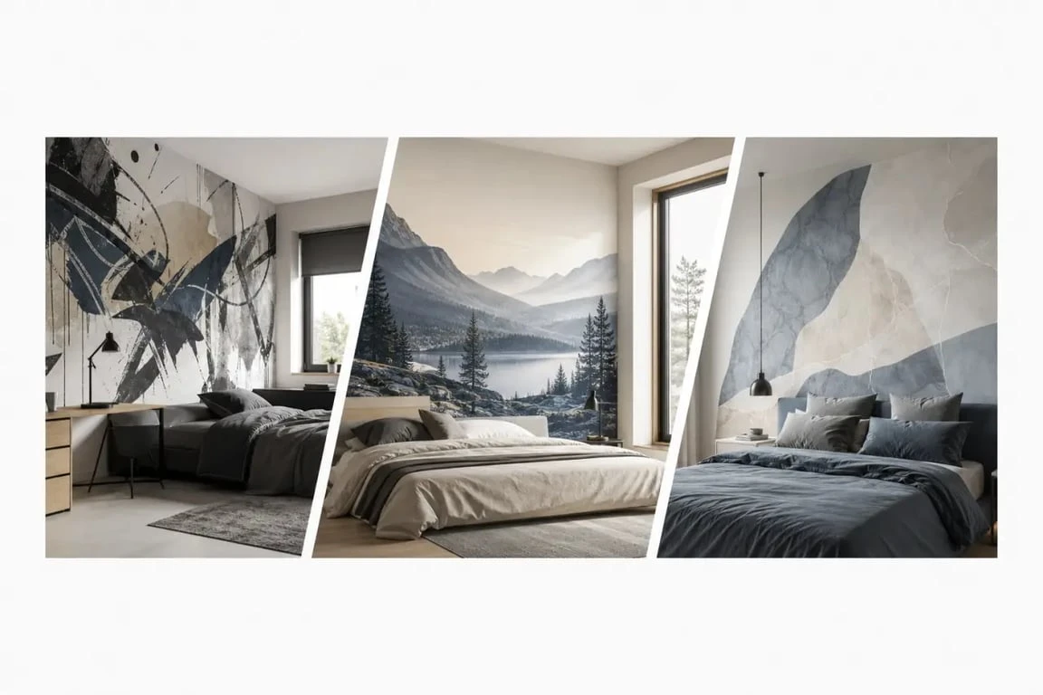 Inspirations de papier peint chambre ado dans une chambre moderne avec styles graffiti, panoramique et abstrait