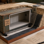 Enterrer un container : drainage et structure visibles